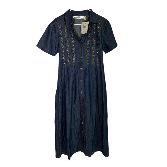 Jane Ashley Jean Embroidered Dress, Medium, NWT - Picture 1 of 5
